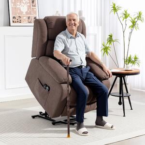 HOMCOM Eight-Point Massage Electric Lift Recliner Chair for Elderly, Power Rise & Recline Armchair with Remote, Dark Brown Aosom UK