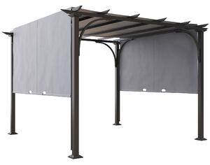 Outsunny 3 x 3(m) Garden Pergola, Outdoor Retractable Pergola Gazebo with Adjustable Canopy, Sun Shade Patio Canopy Shelter, Grey Aosom UK