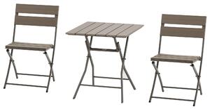 Outsunny 3 Piece Foldable Garden Bistro Set Patio Furniture Set with Table and 2 Chairs for Conservatory Balcony Terrace, Grey