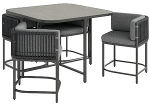 Outsunny 4-Seater Rattan Cube Garden Furniture Set with Cushions - Charcoal Grey