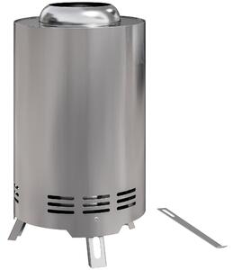 Outsunny Smokeless Fire Pit, 16 x 16 cm Stainless Steel Portable Wood Burning Firepit with Poker for Garden Camping Bonfire Party, Silver Tone