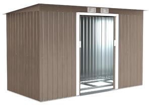 Outsunny 9x4 Garden Metal Storage Shed with Foundation Kit and Sliding Doors, Garden Storage with Ventilations, Light Grey Aosom UK