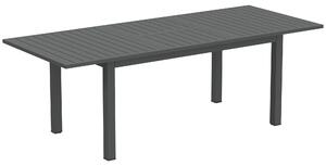 Outsunny Aluminium Extending Garden Table with Slatted Top for 6-8 Person, 160/220 x 90 x 73 cm, Grey
