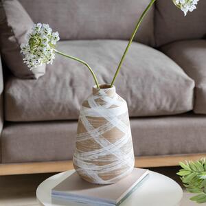 Hurne Reactive Striped Brown Stoneware Vase Beige