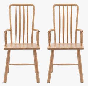 Rebecca Oak Dining Chair with Arms - Set of Two