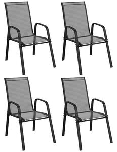 Outsunny Set of Four Stackable Mesh Seat Chairs - Black