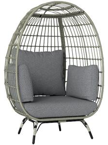 Outsunny Rattan Egg Chair with Cushions and Pillows, Charcoal Grey