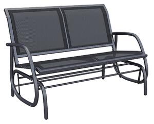 Outsunny 2-Person Outdoor Glider Bench Patio Double Swing Gliding Chair Loveseat w/Power Coated Steel Frame for Garden Porch, Black Aosom UK