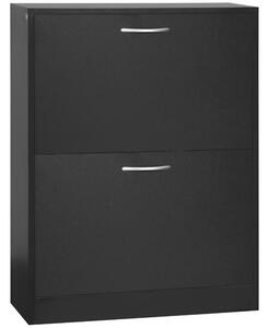HOMCOM Modern Shoe Cabinet, 2-Tier Wood Storage Cupboard with Tipping Bucket, Hallway Organiser with Drawer, Adjustable Shelf, Black Aosom UK