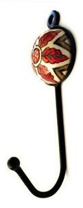 Coat Hooks - Red Flower Ceramic Hooks