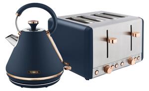 Tower Cavaletto 4 Slice Toaster & Kettle Set Midnight Blue