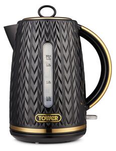 Tower Empire 3KW 1.7L Kettle with Brass Accents Black