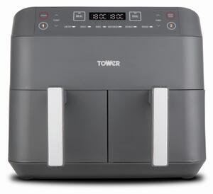 Tower Dual Basket Exclusive Air Fryer with 6 Pre-Set Functions 7.6 Litre Grey