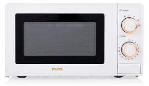 Tower Rose Gold 700W 17 Litre Manual Microwave White