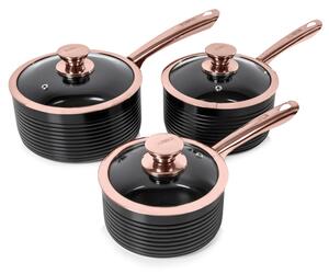 Tower LINEAR 3 Piece Saucepan Set Black