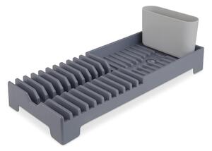 Tower Plastic Dish Drying Rack with Cutlery Holder Grey
