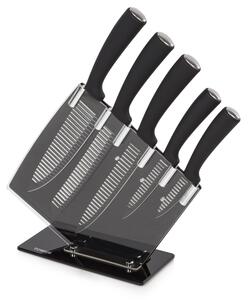Tower 5 Piece Grooved Knife Set with Stand Black