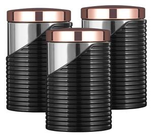 Tower Linear Rose Gold Set Of 3 Canister Black