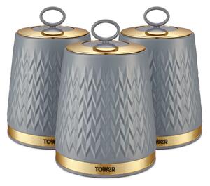 Tower Empire Set Of 3 Canisters Grey