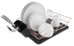 Tower Essentials Rose Gold Dish Rack With Tray Black