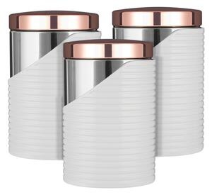 Tower Linear Rose Gold Set Of 3 Canister White