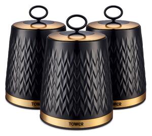 Tower Empire Set Of 3 Canisters Black