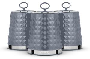Tower Solitaire Set of 3 Canisters Grey