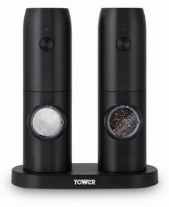 Tower Rechargeable Salt & Pepper Mill Set Black
