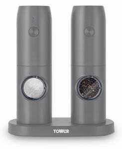 Tower Rechargeable Salt & Pepper Mill Set Grey