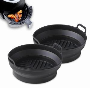 Tower Set of 2 Round Foldable Silicone Trays Black