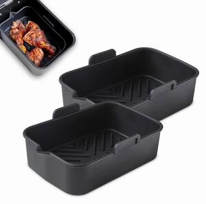 Tower Set of 2 Silicone Rectangular Solid Trays Black