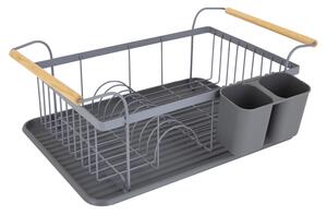 Tower Scandi Dish Rack with Wooden Handles Grey