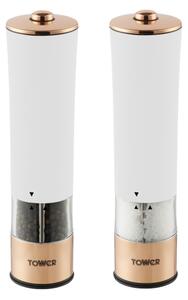 Tower Rose Gold Electric Salt & Pepper Mill White