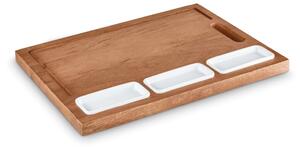 Tower Multi-Purpose Chopping Board with Ceramic Bowls Natural Wood