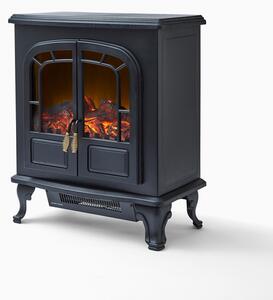 2KW Wingham Electric Double Door Fire Stove Black