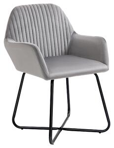 HOMCOM Modern Arm Chair Upholstered Accent Chair with Metal Base for Living Room Grey