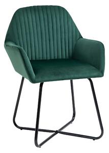 HOMCOM Modern Arm Chair Upholstered Accent Chair with Metal Base for Living Room Green