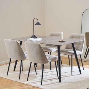 Waukee Ceramic Dining Table With 4 Chairs - Grey And Beige