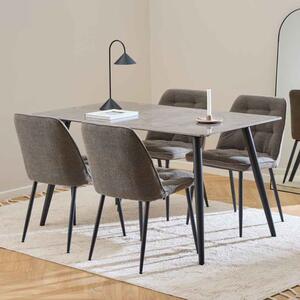 Waukee Ceramic Dining Table With 4 Chairs - Brown And Taupe