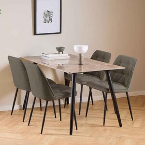 Waukee Ceramic Dining Table With 4 Chairs - Grey And Taupe