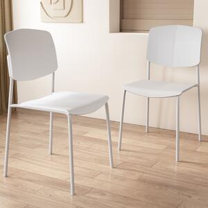 Arta White Straight Plastic Dining Chairs - Pair