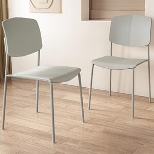 Arta Grey Straight Plastic Dining Chairs - Pair