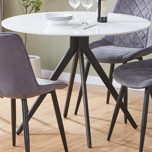 Arta Sintered Stone Round Dining Table - White Gloss