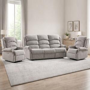 Warth Fabric Electric Recliner 3+1+1 Seater Sofa Set - Natural