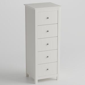 Norton Tall Wooden Chest Of 5 Drawers - White