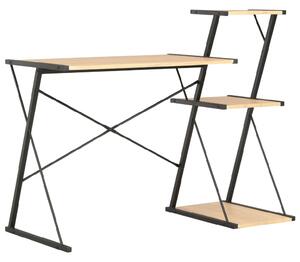 Biloxi Wooden Laptop Desk With 3 Shelves In Black And Oak