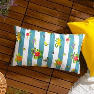 Bee Teal Striped Outdoor Rectangle Cushion