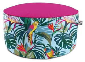 Rucomfy Jungle Birds Printed Drum Indoor Outdoor Pouffe Blue