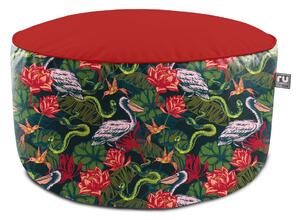 Rucomfy Tropical Pelican Printed Drum Indoor Outdoor Pouffe green