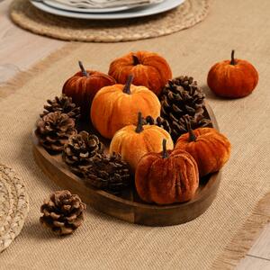 Velvet Pumpkin & Pinecone Ornaments Orange